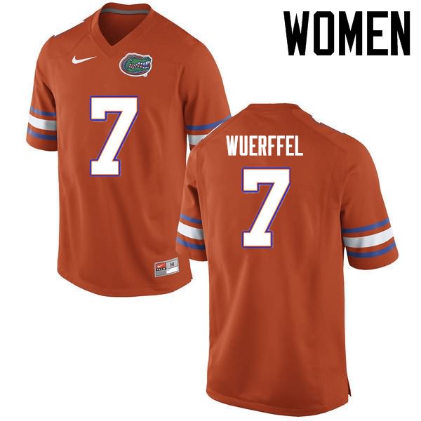 NCAA Florida Gators Danny Wuerffel Women's #7 Nike Orange Stitched Authentic College Football Jersey VOZ0864TA